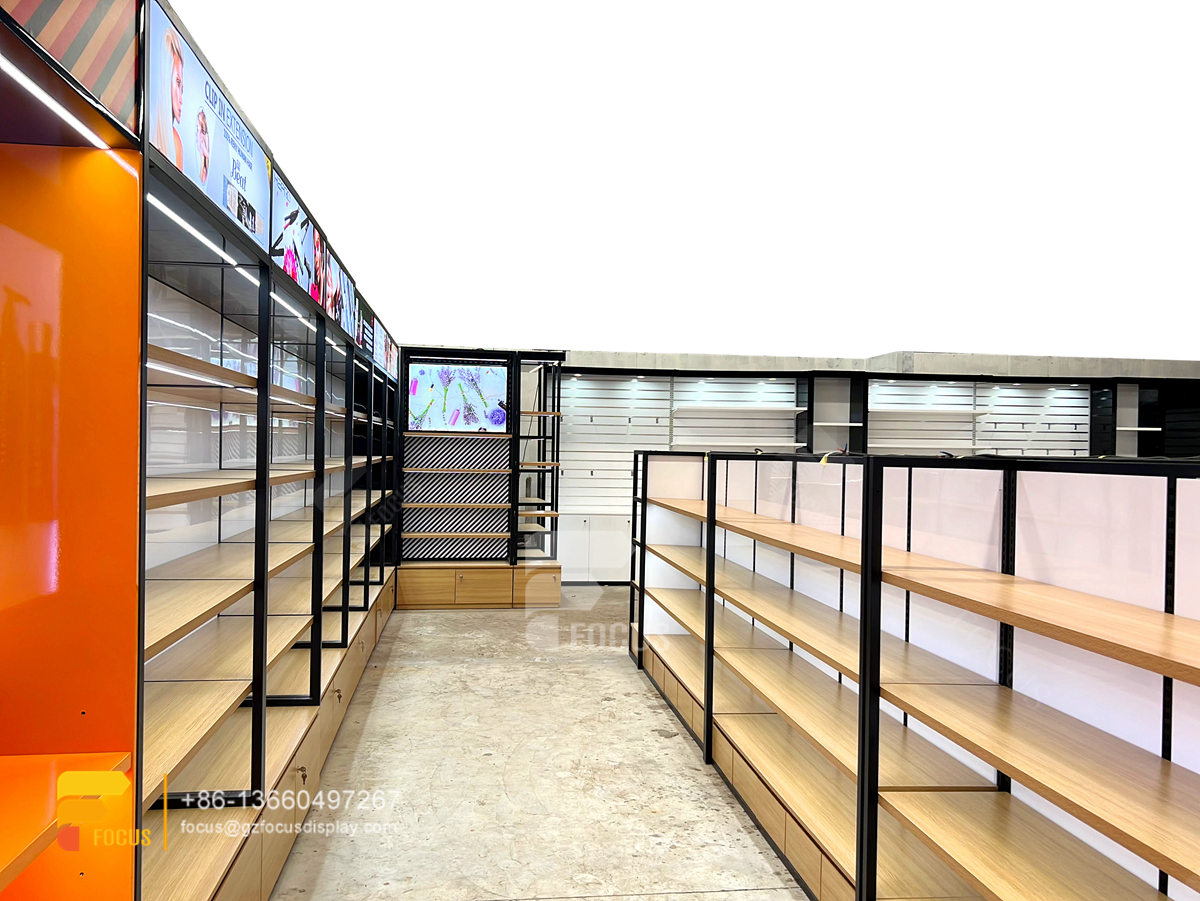 wig display cabinet hair show case beauty supplies shelves