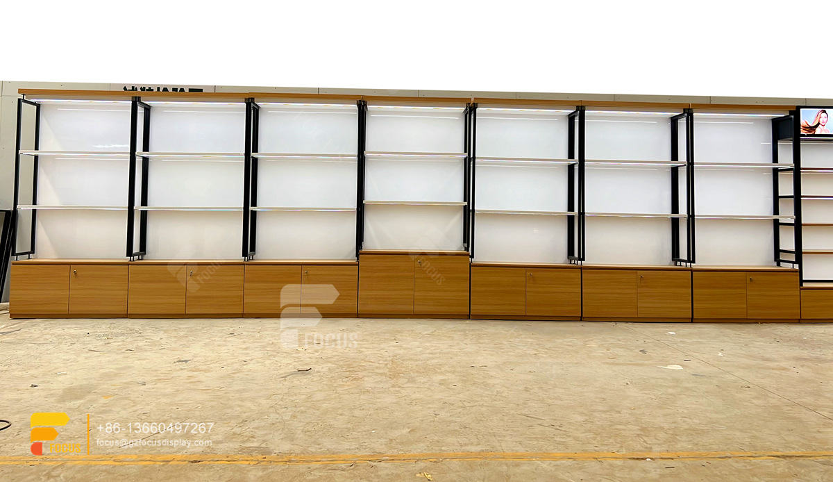 wig display cabinet hair show case beauty supplies shelves