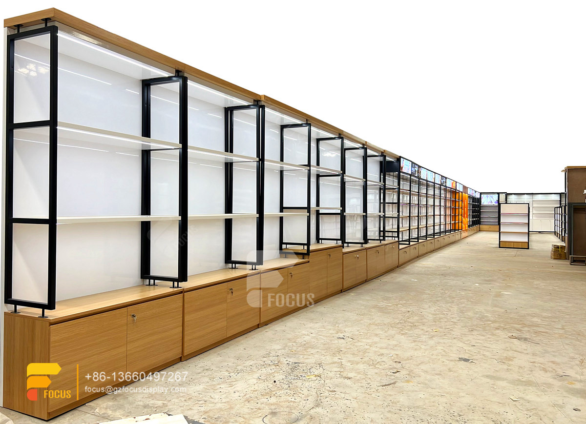 wig display cabinet hair show case beauty supplies shelves