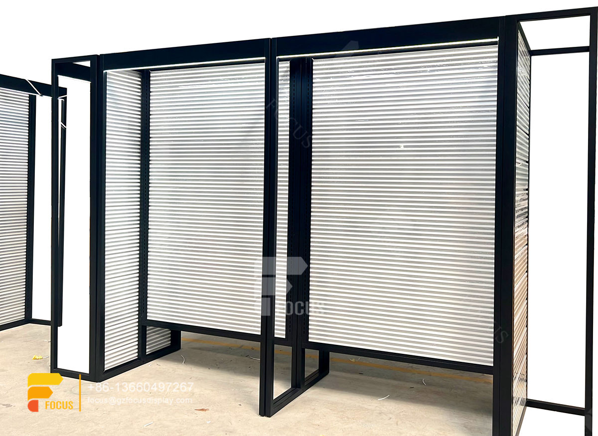 wig display rack hair supply store slatwall fixtures
