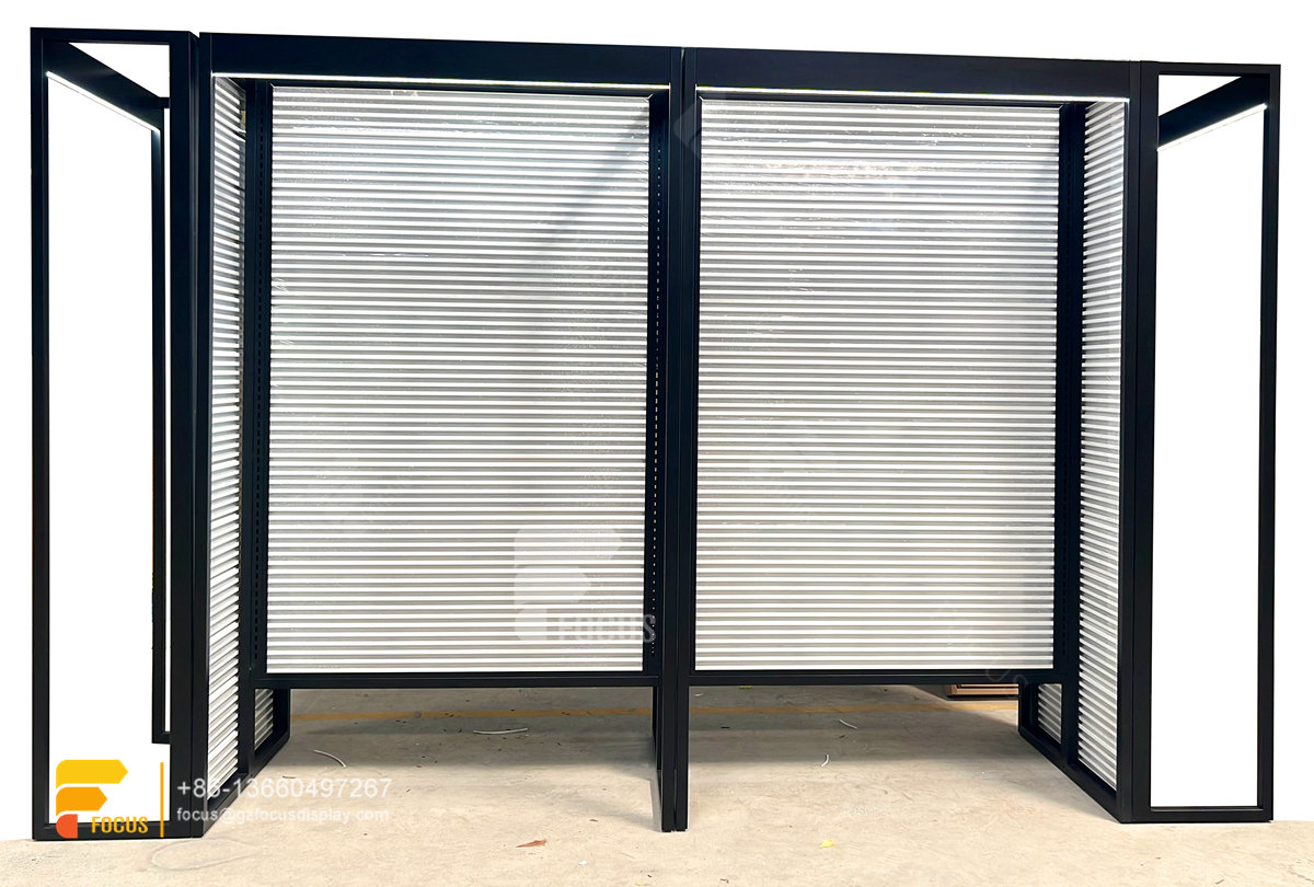 wig display rack hair supply store slatwall fixtures