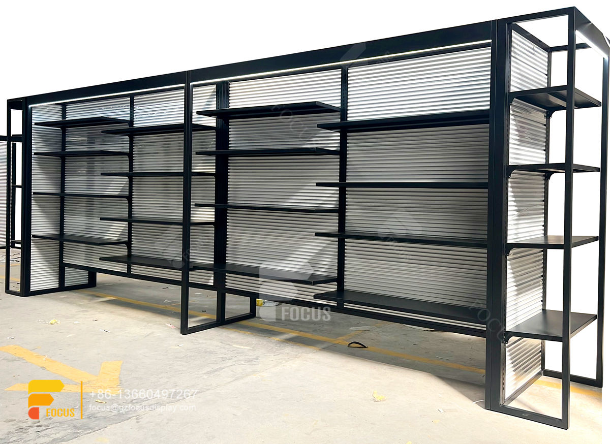 wig display rack hair supply store slatwall fixtures
