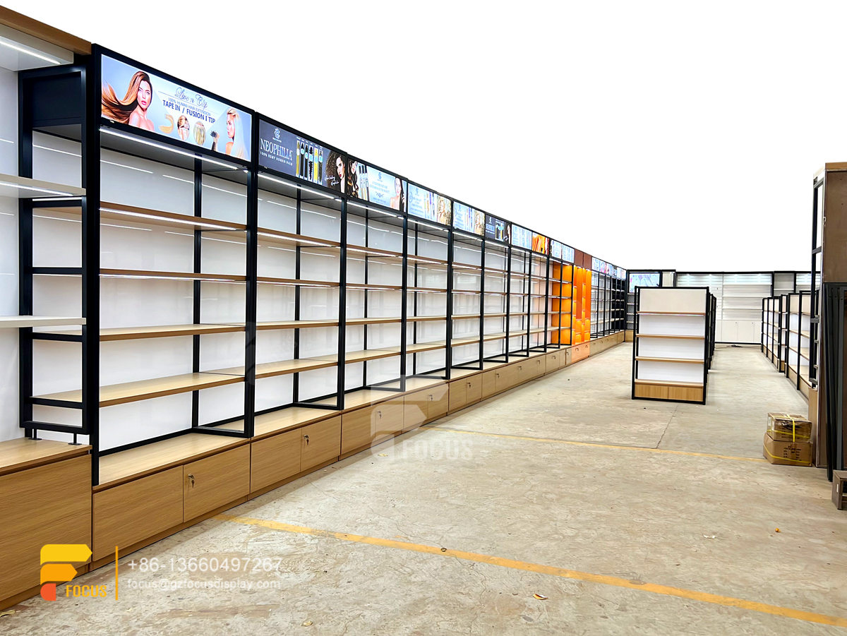 wig retail display hair show case beauty retail counter