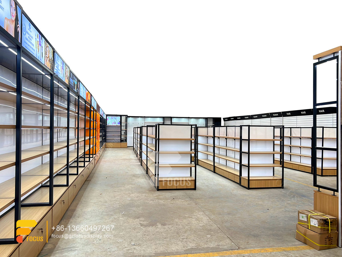 wig retail display hair show case beauty retail counter