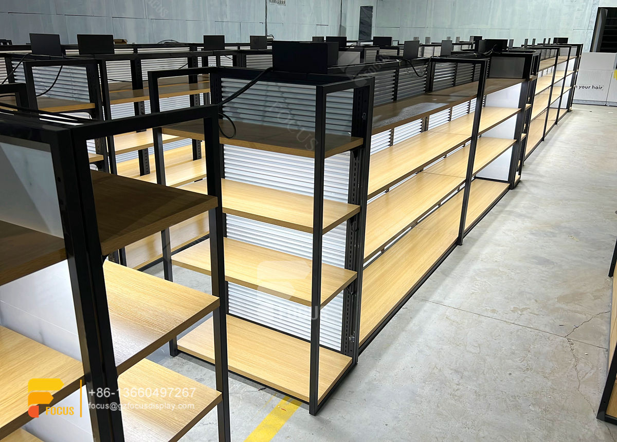 wig shop decoration design hair counter beauty shop shelving