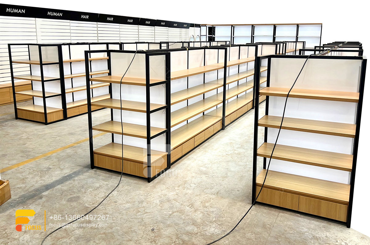 wig showcases glass display hair salon product shelvess beauty cabinet