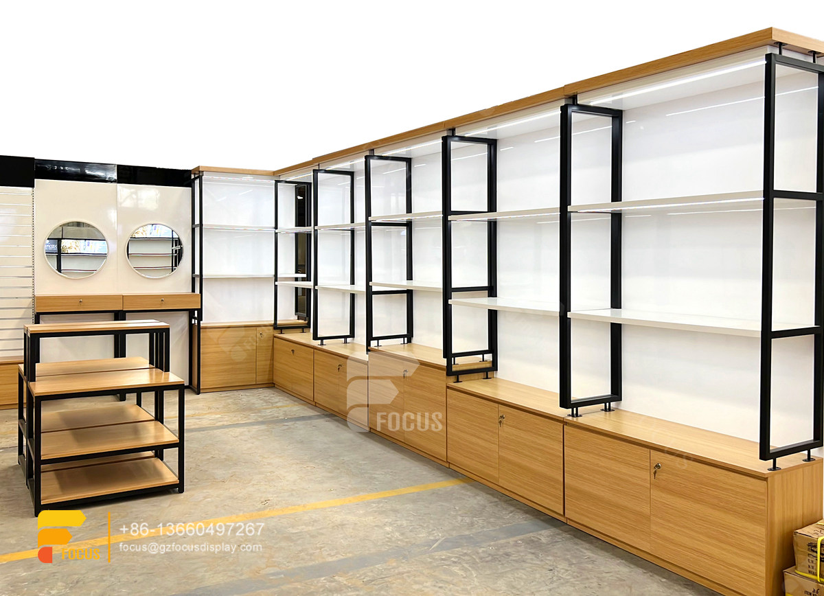 wig store shelving hair shop display salon glass cabinet
