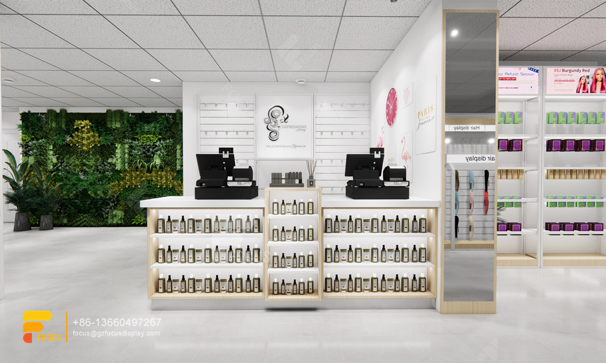 wig wall shelf custom hair store design beauty retail display