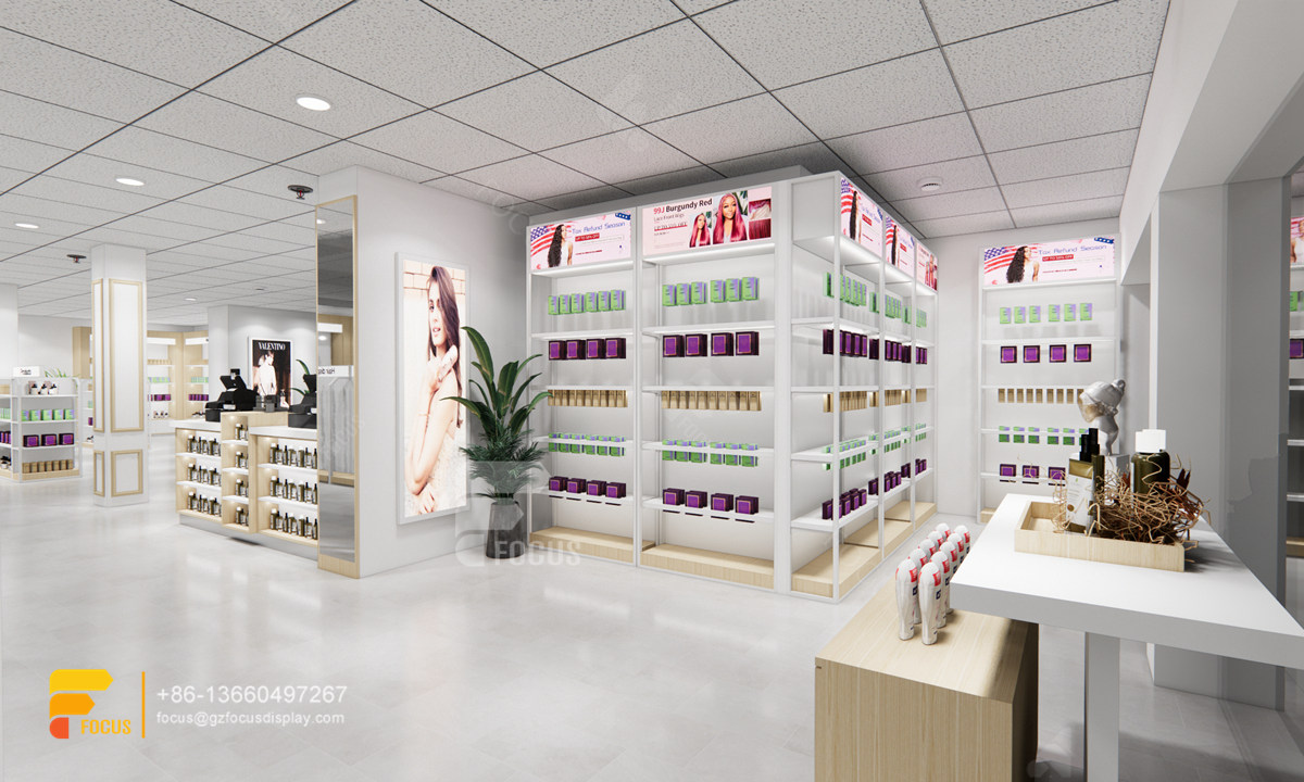 wig wall shelf custom hair store design beauty retail display