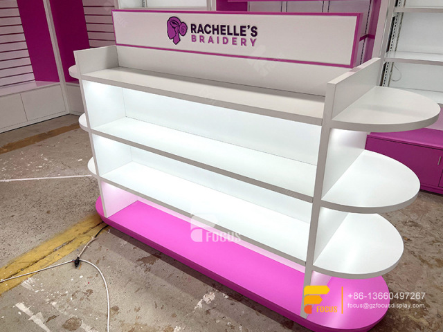 Custom Hair Showcase Wig Display Shelf Beauty Shop Design