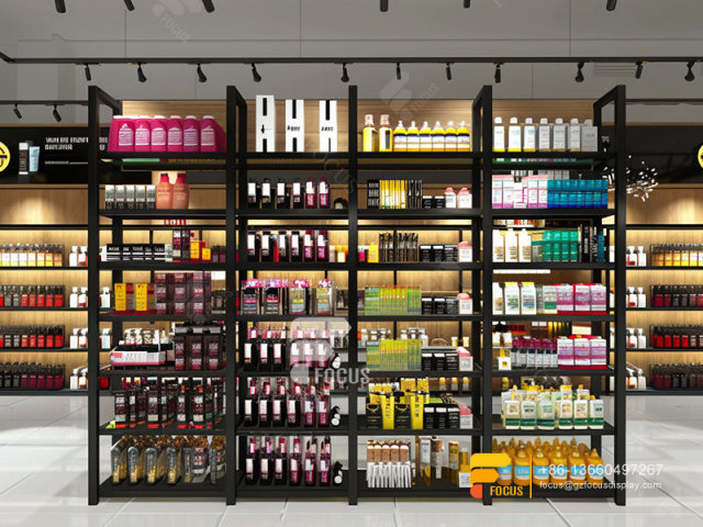 Hair Care Store Design Metal Wig Display Hair Beauty Supply Counter