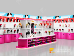 Beauty Retail Display Wall Mounted Wig Display Salon Cabinet Station