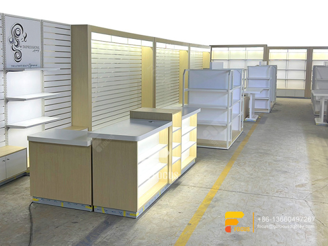 Hair Shop Retail Display Wig Shop Decoration Design Slatwall Cabinet