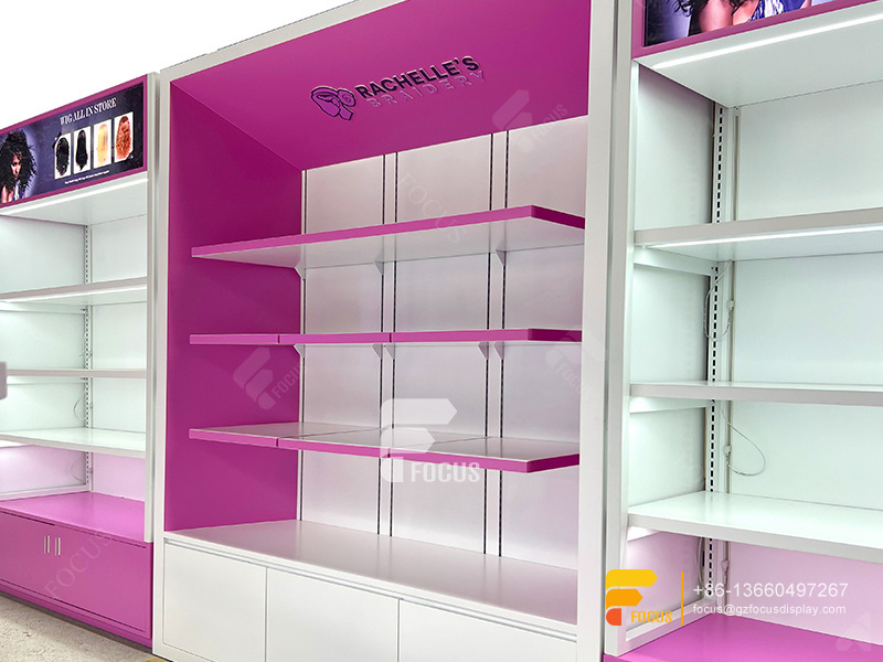 Custom Hair Showcase Wig Display Shelf Beauty Shop Design
