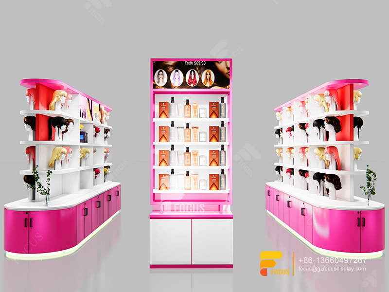 Beauty Display Racks Wig Station Retail Hair Salon Interior Decoration