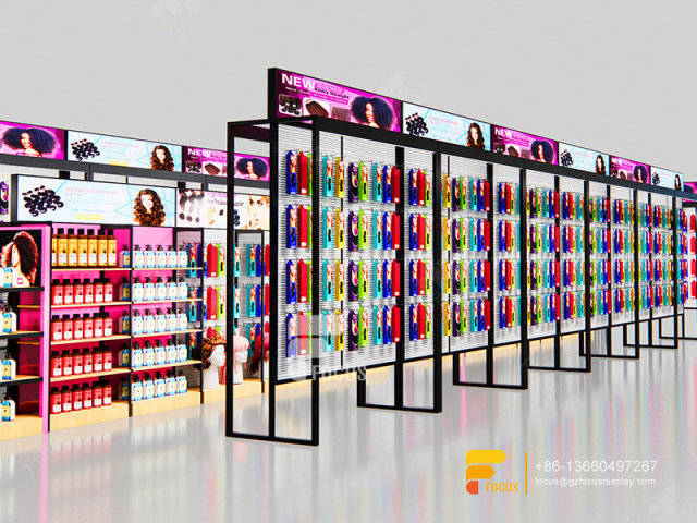 Custom Beauty Retail Wig Display Rack Hair Shop Display