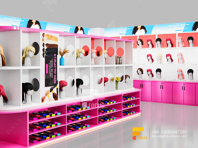 Beauty Store Display Hair Supply Store Wig Head Wall Display