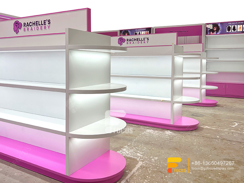 Custom Hair Showcase Wig Display Shelf Beauty Shop Design