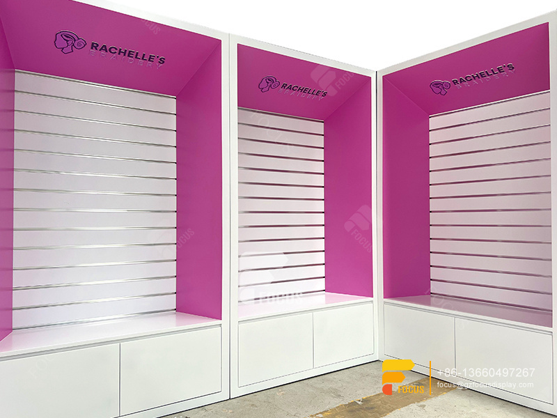 Custom Hair Showcase Wig Display Shelf Beauty Shop Design