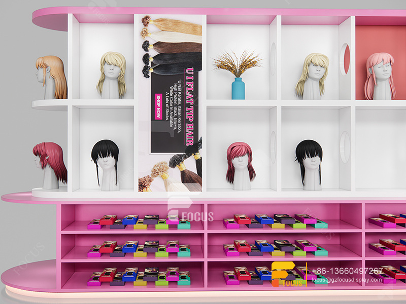Beauty Supplies Shelvesss Wall Mounted Wig Display Barber Hair Display