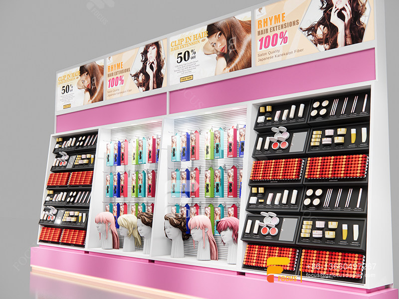 Beauty Supplies Shelvesss Wall Mounted Wig Display Barber Hair Display
