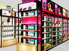 Beauty Shop Counter Wig Head Wall Display Hair Salon Layout