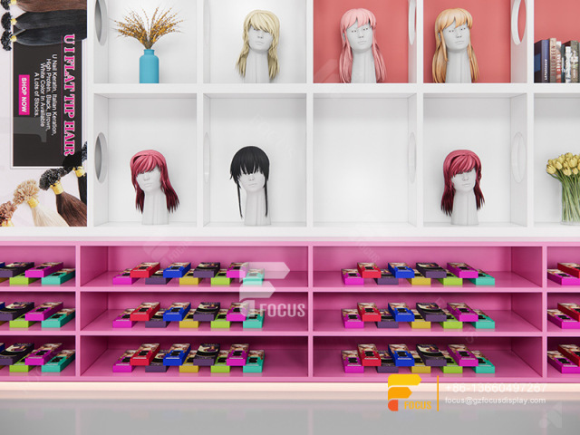 Beauty Supplies Shelvesss Wall Mounted Wig Display Barber Hair Display
