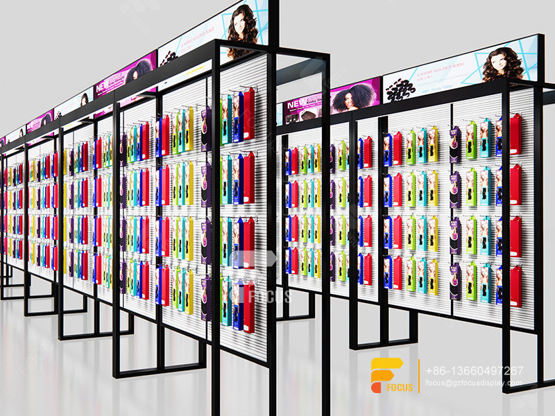 Commercial Slatwall Wig Display Shelves Hair Salon Display Shelf