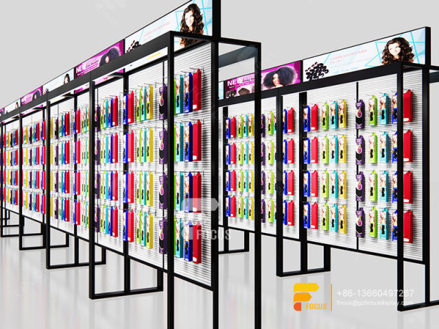 Commercial Slatwall Wig Display Shelves Hair Salon Display Shelf