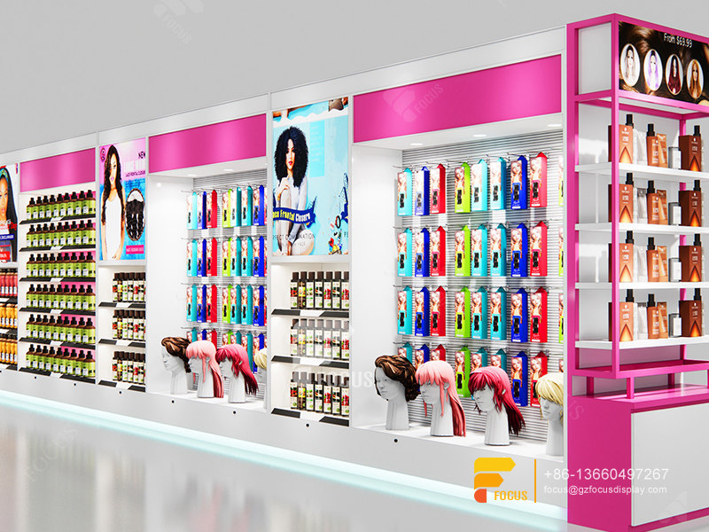 Slatwall Display Cabinet Wig Store Decor Beauty Retail Counter