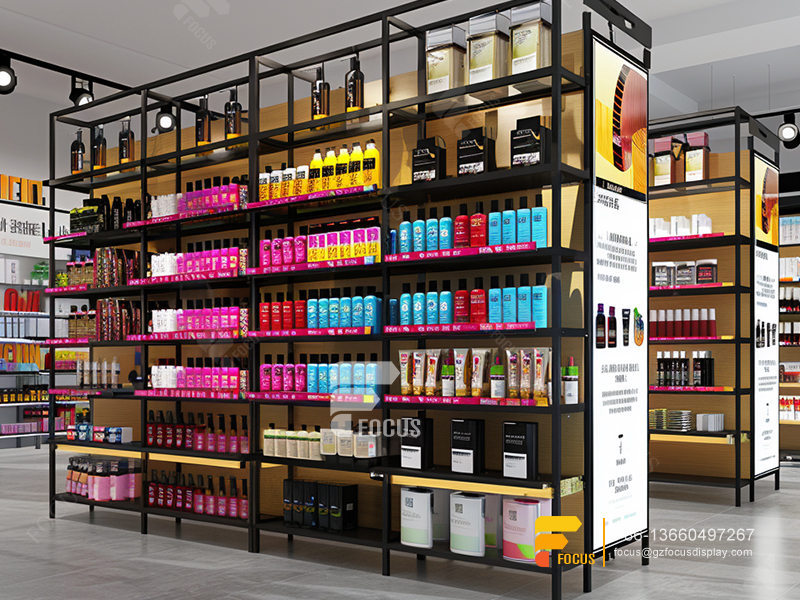 Hair Care Store Design Metal Wig Display Hair Beauty Supply Counter