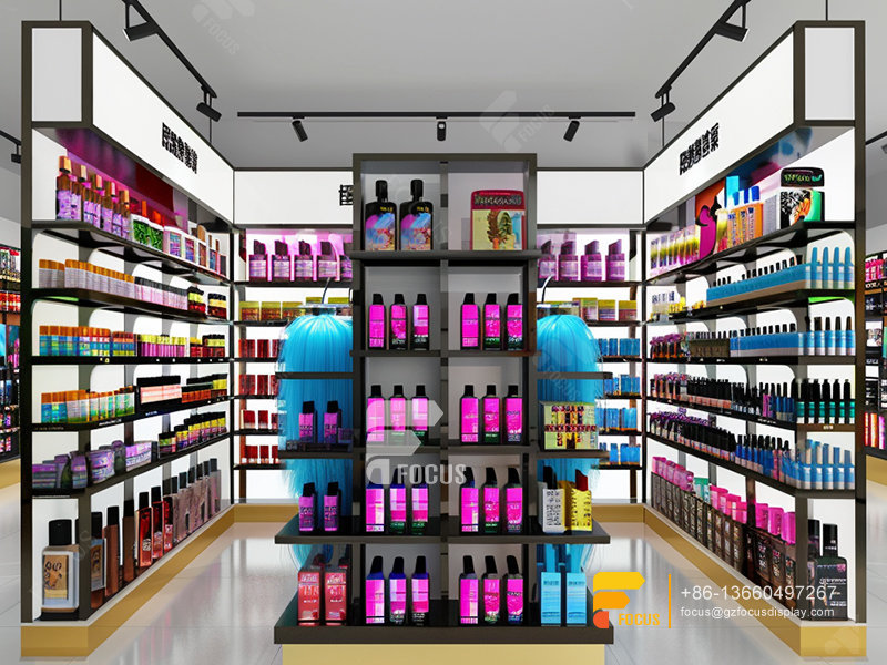 Hair Care Store Design Metal Wig Display Hair Beauty Supply Counter