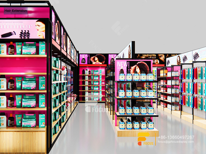 Beauty Store Supplies Hair Shelves Wig Display Showcase