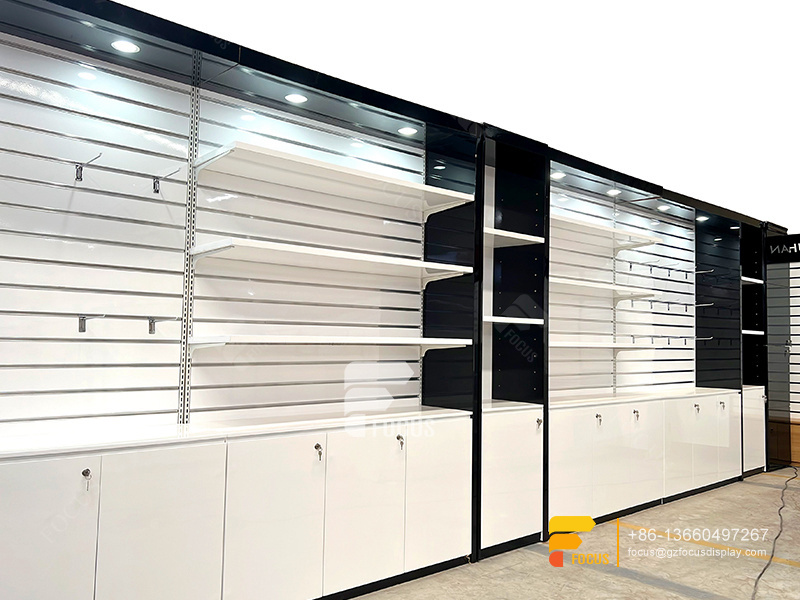 Custom Shop Wigs Hair Display Shelvesss Slatwall Cabinets
