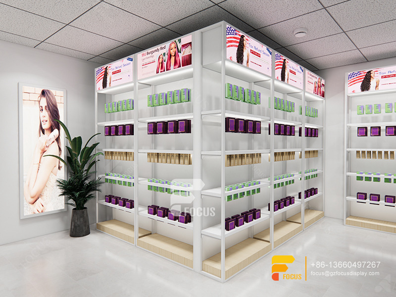 Wig Wall Shelf Custom Hair Store Design Beauty Retail Display