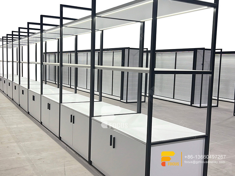 Custom Hair Store Wig Display Showcase Slatwall Racks
