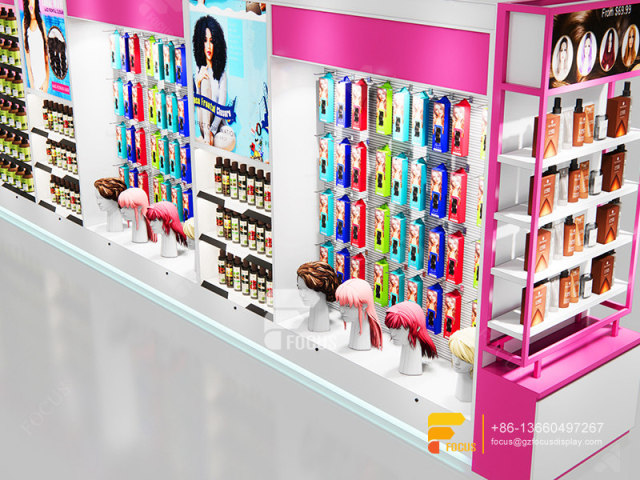 Slatwall Display Cabinet Wig Store Decor Beauty Retail Counter