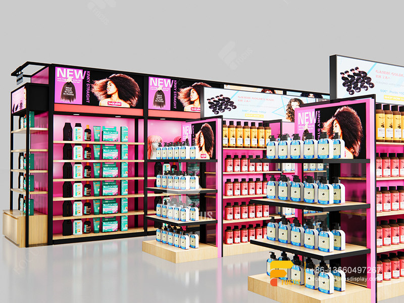 Beauty Bar Shop Design Metal Wig Display Hair Hair Showcase