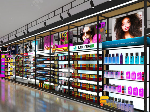 Hair Care Store Design Metal Wig Display Hair Beauty Supply Counter