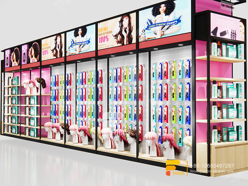Slatwall Units Metal Wig Display Hair Beauty Supply Store
