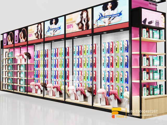 Slatwall Units Metal Wig Display Hair Beauty Supply Store