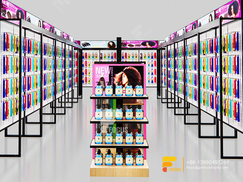 Custom Beauty Retail Wig Display Rack Hair Shop Display