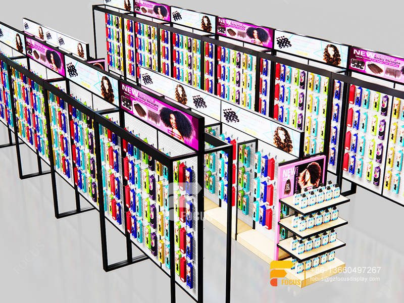 Commercial Slatwall Wig Display Shelves Hair Salon Display Shelf