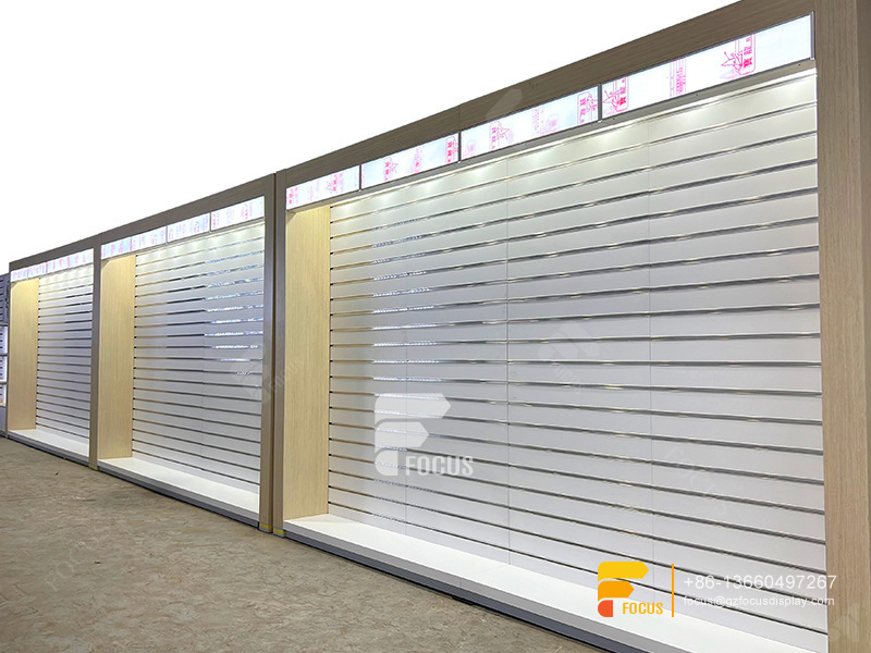 Costum Hair Store Design Wig Display Shelf Slatwall Stand