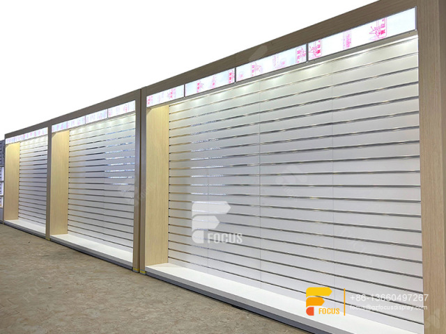 Costum Hair Store Design Wig Display Shelf Slatwall Stand
