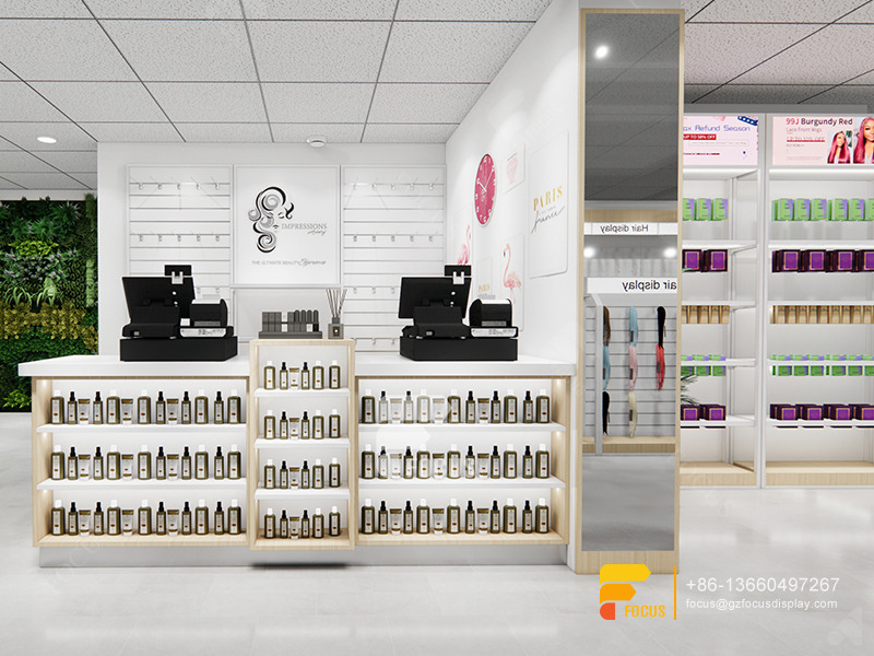 Wig Wall Shelf Custom Hair Store Design Beauty Retail Display