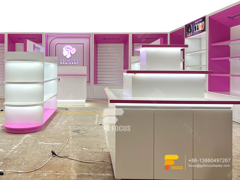 Custom Hair Showcase Wig Display Shelf Beauty Shop Design