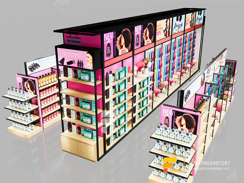 Custom Beauty Store Furniture Wig Shelf Hair Display Rack