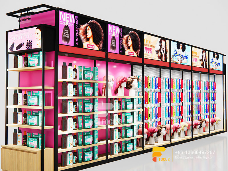 Beauty Products Display Shelf Hair Showcase Beautiful Fashion Shop Design