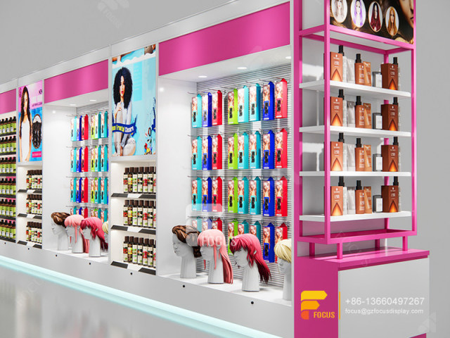 Beauty Products Display Shelf Hair Showcase Beautiful Fashion Shop Design